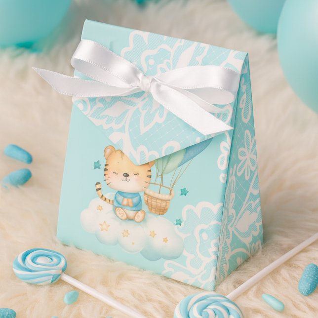 Cute Tiger Hot Air Balloon thank you Favor Box Presentaskar (Skapare uppladdad)