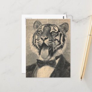 Cute Tiger i en Tux Collage Vykort
