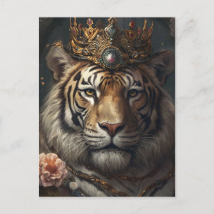 Cute Tiger i Krona Vykort