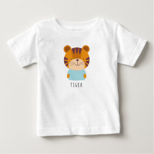 Cute Tiger Illustration - Anpassadet Namn Baby B T Shirt