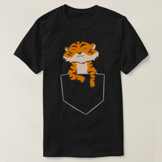 Cute Tiger in Pocket Funny Pocket Tiger T Shirt (Design framsida)