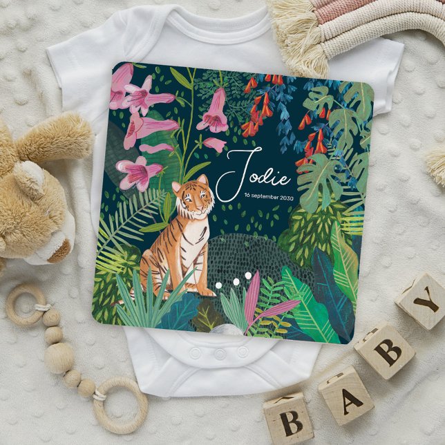 Cute Tiger Jungle Birth Notice Tack Kort (Skapare uppladdad)