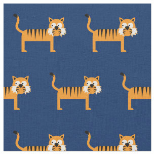Cute Tiger Kid Baby Nursery Navy Blue Cat Tyg