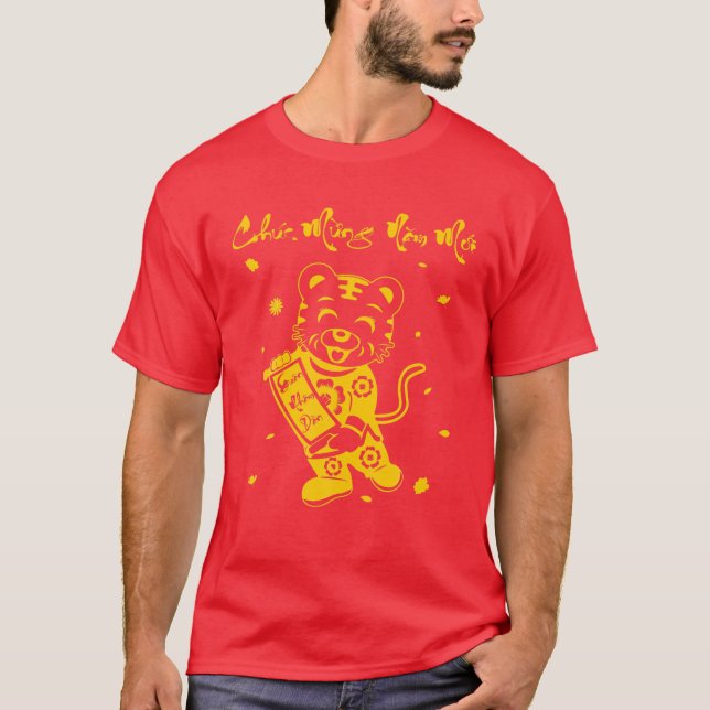 Cute Tiger Kids Vietnamese New Year Chuc Mung Nam T Shirt (Framsida)