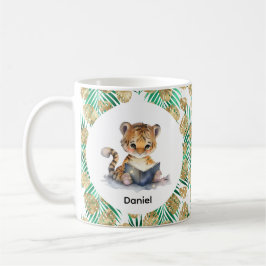 Cute Tiger Läsning i Bok Kaffemugg