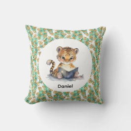 Cute Tiger Läsning i Bok Kudde