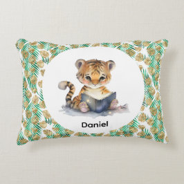 Cute Tiger Läsning i Bok Prydnadskudde