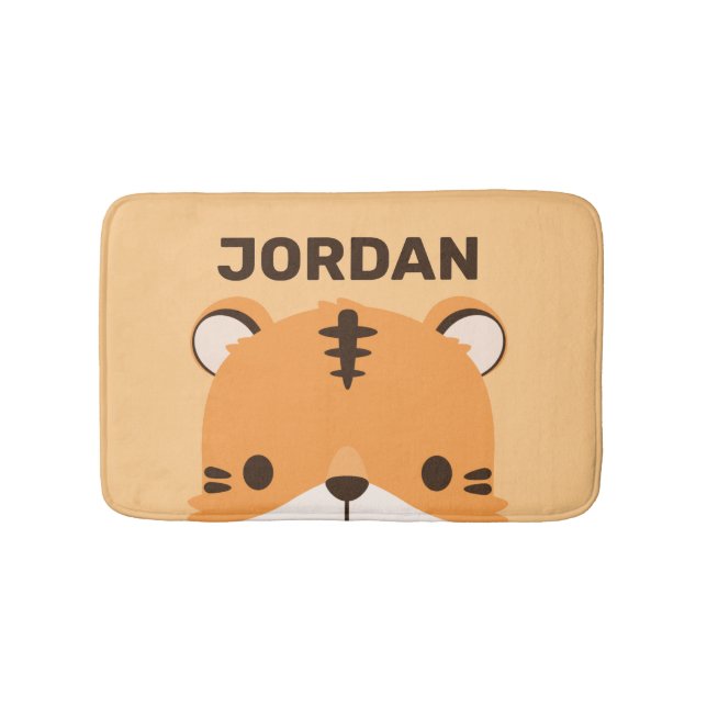 Cute Tiger med Personlig Namn Badrumsmatta (Framsidan)