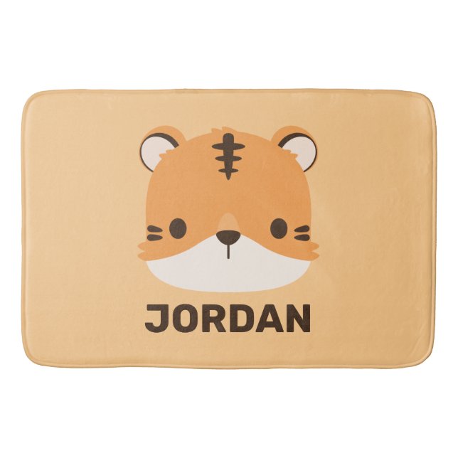 Cute Tiger med Personlig Namn Badrumsmatta (Framsidan)