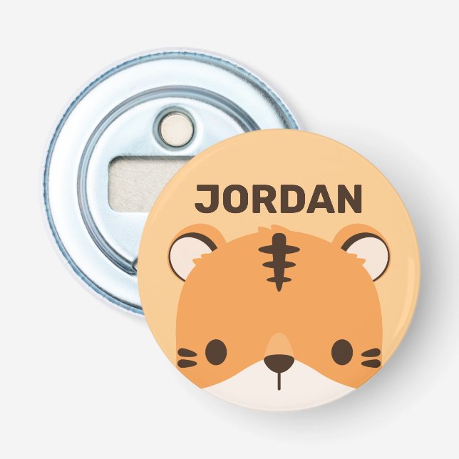 Cute Tiger med Personlig Namn Flasköppnare (Framsidan)