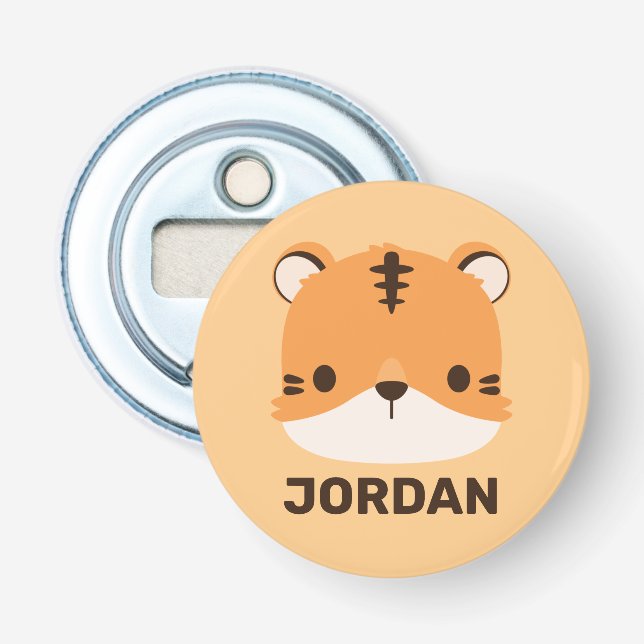 Cute Tiger med Personlig Namn Flasköppnare (Framsidan)