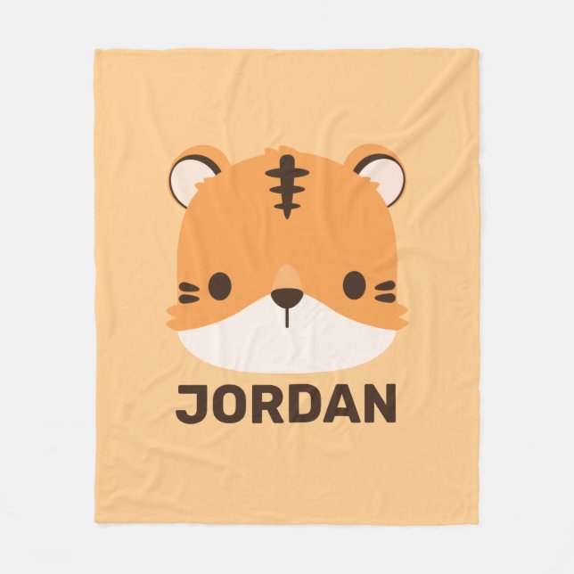 Cute Tiger med Personlig Namn Fleecefilt (Framsidan)