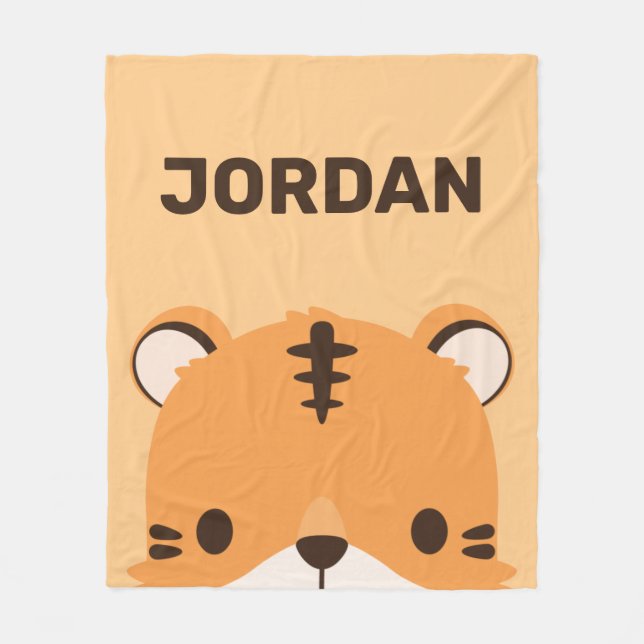 Cute Tiger med Personlig Namn Fleecefilt (Framsidan)