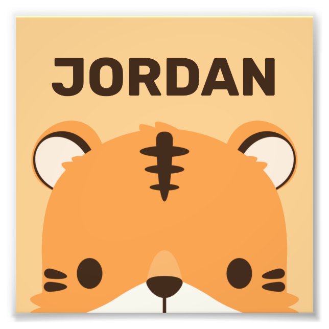 Cute Tiger med Personlig Namn Fototryck (Framsidan)