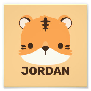 Cute Tiger med Personlig Namn Fototryck