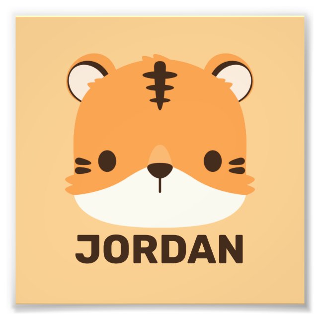 Cute Tiger med Personlig Namn Fototryck (Framsidan)