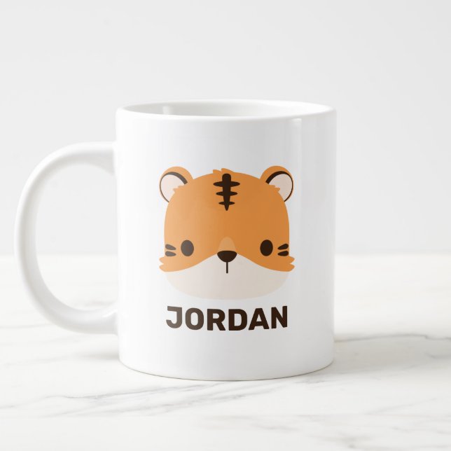 Cute Tiger med Personlig Namn Jumbo Mugg (Vänster)