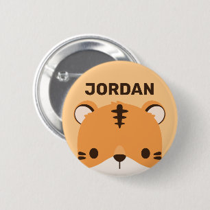 Cute Tiger med Personlig Namn Knapp