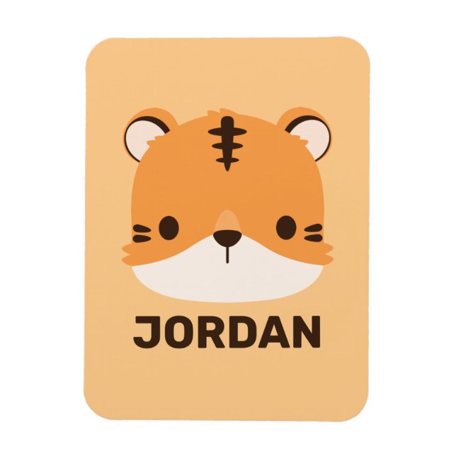 Cute Tiger med Personlig Namn Magnet (Vertikal)