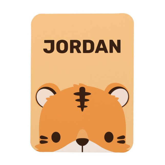 Cute Tiger med Personlig Namn Magnet (Vertikal)