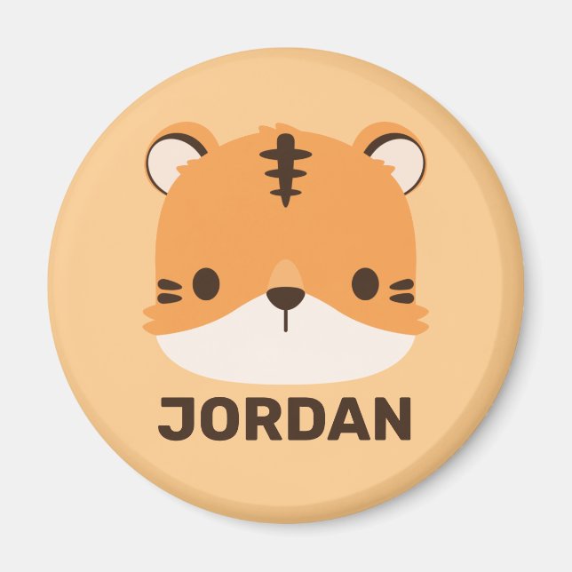 Cute Tiger med Personlig Namn Magnet (Framsidan)