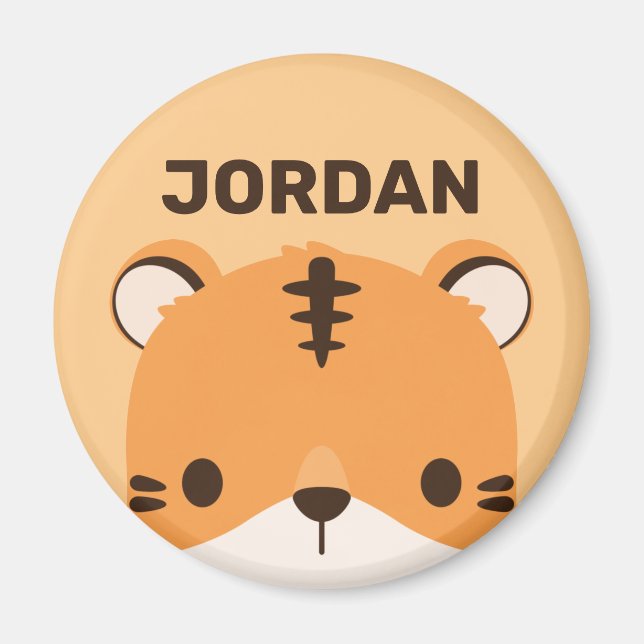 Cute Tiger med Personlig Namn Magnet (Framsidan)