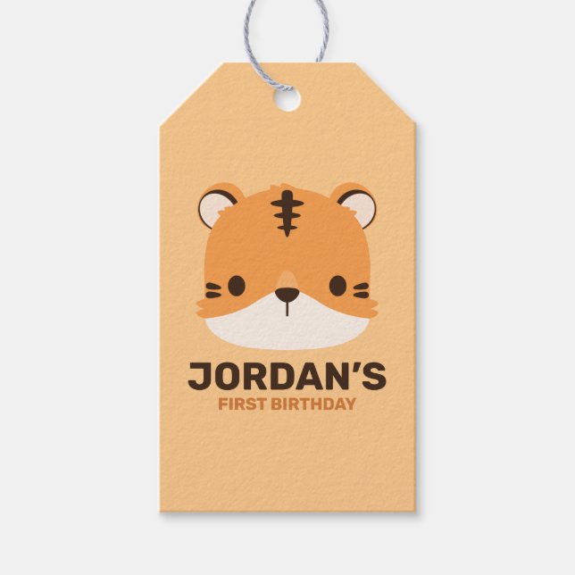 Cute Tiger med Personlig Namn Presentetikett (Framsidan)