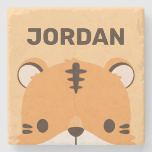 Cute Tiger med Personlig Namn Stenunderlägg