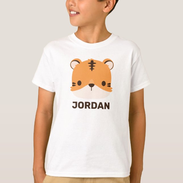 Cute Tiger med Personlig Namn T Shirt (Framsida)