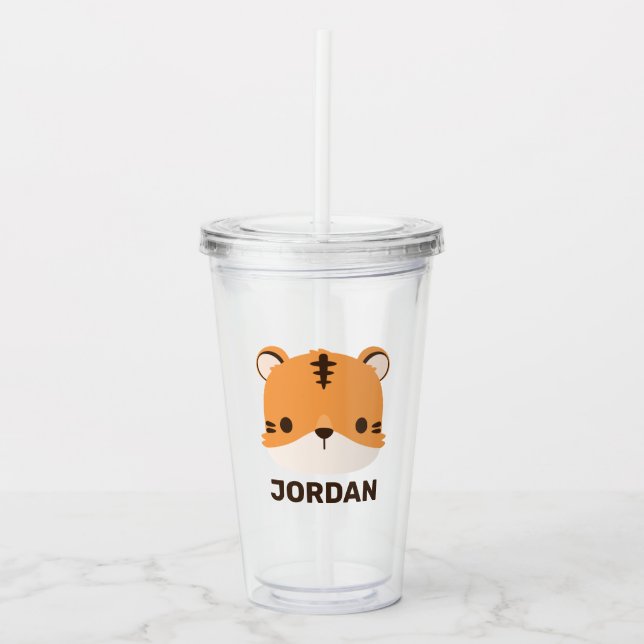 Cute Tiger med Personlig Namn Take Away Mugg (Framsida)