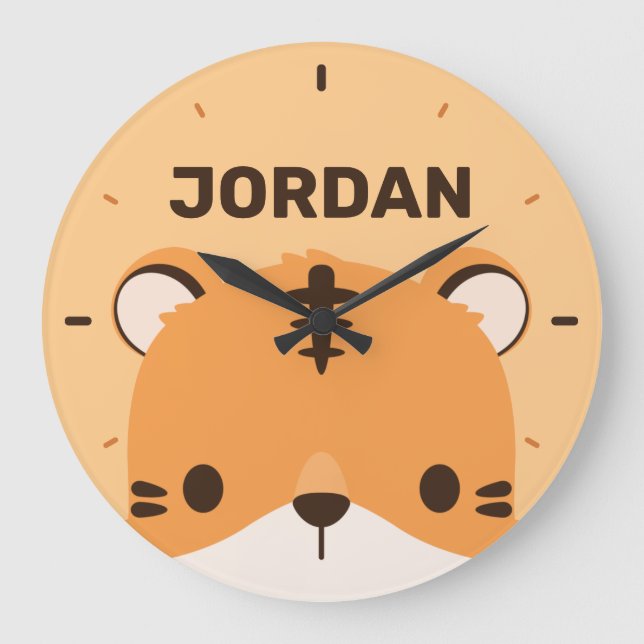 Cute Tiger med stor klocka i Personlig Namn (Framsida)