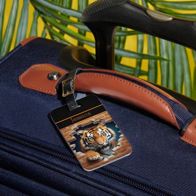 Cute Tiger Orange Bagagebricka (Framsida Insitu 1)