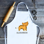 Cute Tiger Personlig Barnförkläde<br><div class="desc">Barnens apron för djur älskare har en söt tiger illustration. Anpassa den med ditt barns namn i svart brev. Gör en underbar apron för pojkar eller flickor!</div>