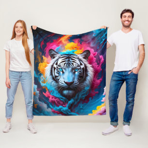 Cute Tiger Porträtt Fleecefilt