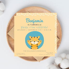 Cute Tiger - Roligt Barns födelsedag-partiinbjudan Inbjudningar