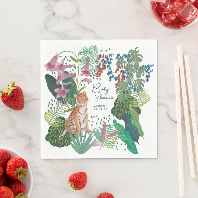 Cute Tiger Safari Jungle Nyfödd bebis Shower Pappersservett (Insitu)