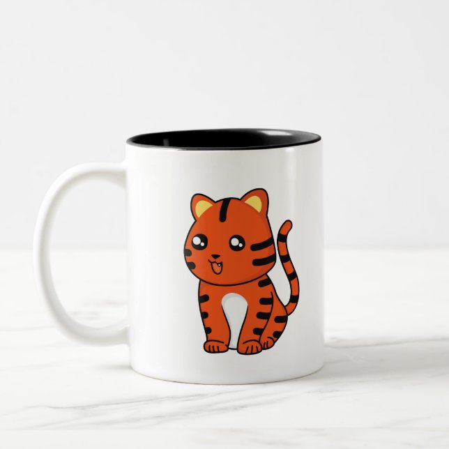 Cute Tiger Två-Tonad Mugg (Vänster)