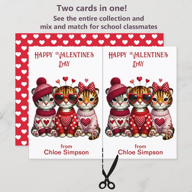 Cute Tiger Unge Barn Valentine Classroom-kort Vykort (Skapare uppladdad)
