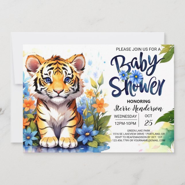 Cute Tiger Unge Delight Baby Shower Inbjudningar (Framsida)