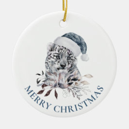 Cute tiger unge i blue Santa God jul Julgransprydnad Keramik