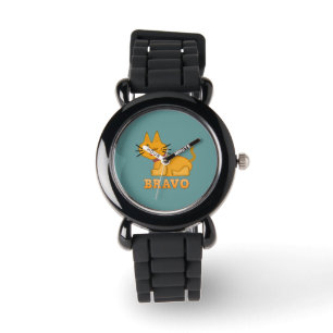 Cute tiger unge kattdjur (modig bravo tecknad) armbandsur