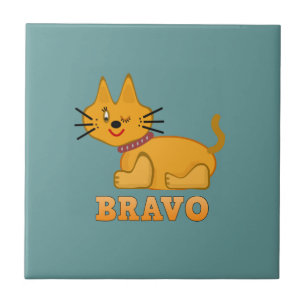 Cute tiger unge kattdjur (modig bravo tecknad) kakelplatta
