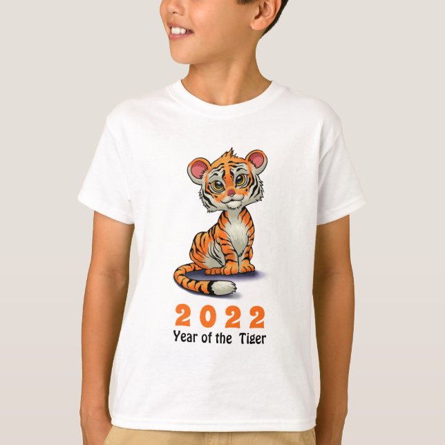 Cute Tiger Unge kinesiska nyår 2022  T Shirt (Framsida)