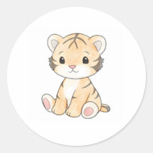 Cute Tiger Unge Sticker Adsible Wildlife Animal