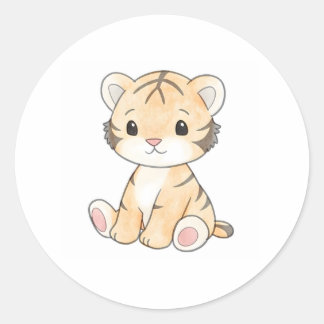 Cute Tiger Unge Sticker Adsible Wildlife Animal Runt Klistermärke
