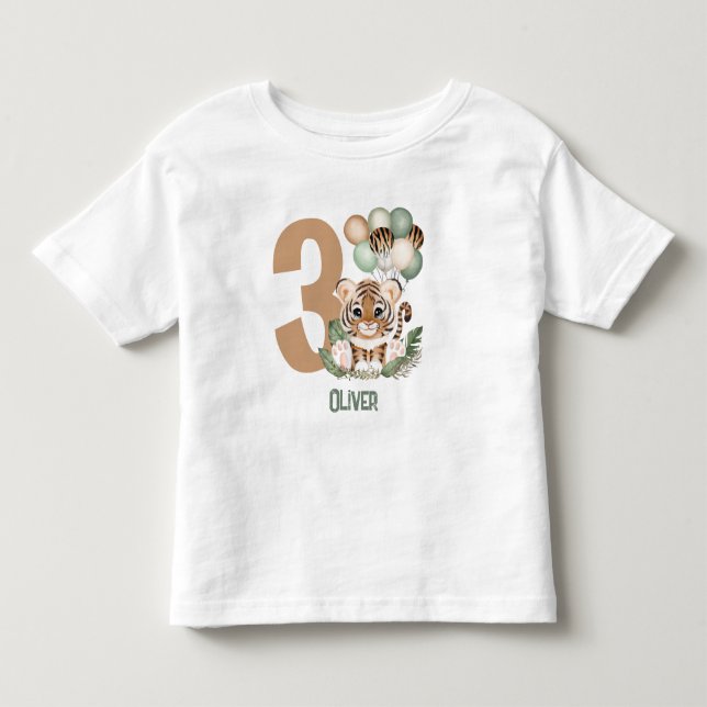 Cute Tiger Unge Vild En Boy Birthday T Shirt (Framsida)