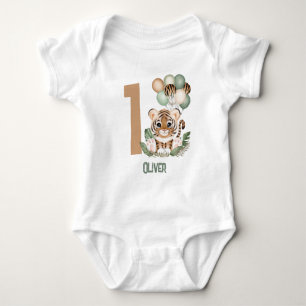 Cute Tiger Unge Vild En pojke 1:a födelsedag T Shirt