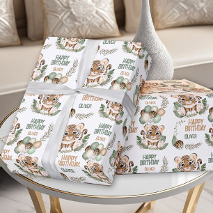 Cute Tiger Unge Vild En pojke 1:a födelsedagen Nam Presentpapper
