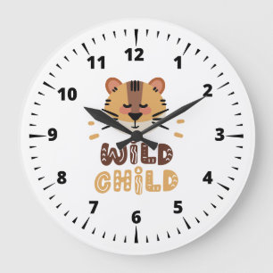 Cute Tiger Wild Child Stor Klocka