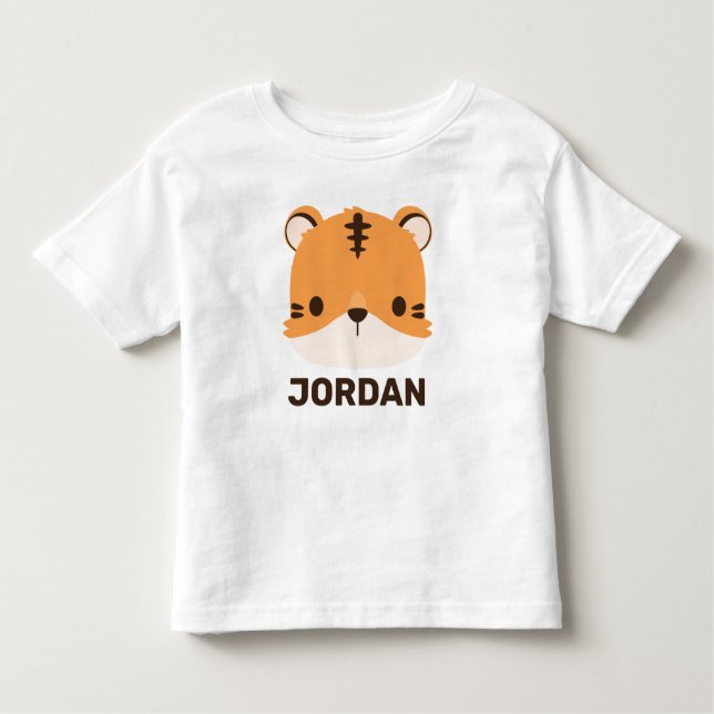 Cute Tiger with Personalized Name T Shirt (Framsida)